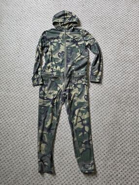 Airblaster Camo Dinosaur Print Zip-Front Hooded Jumpsuit